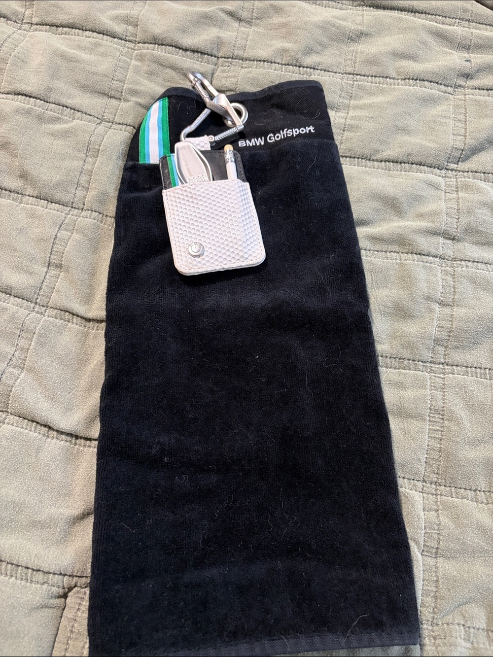 Black Phone Accessory Pouch with White Key Holder